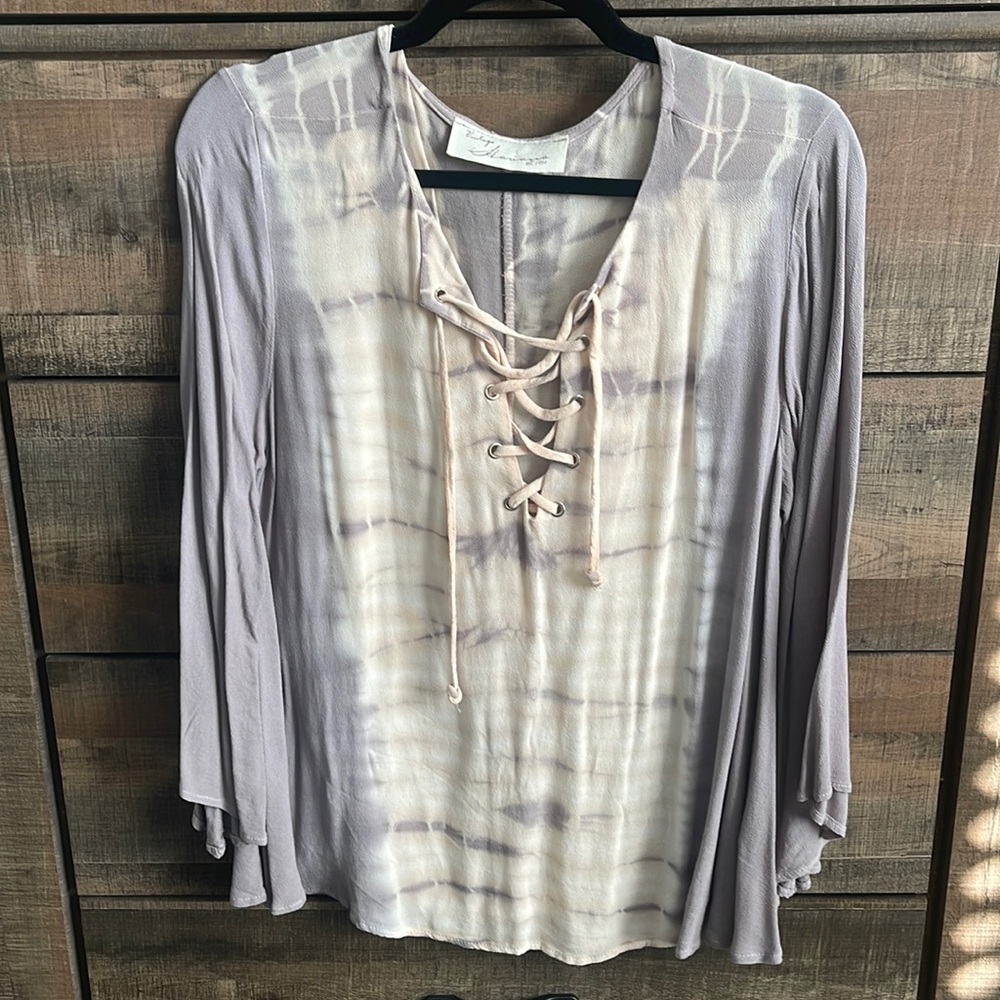 Tie dye lace up shirt